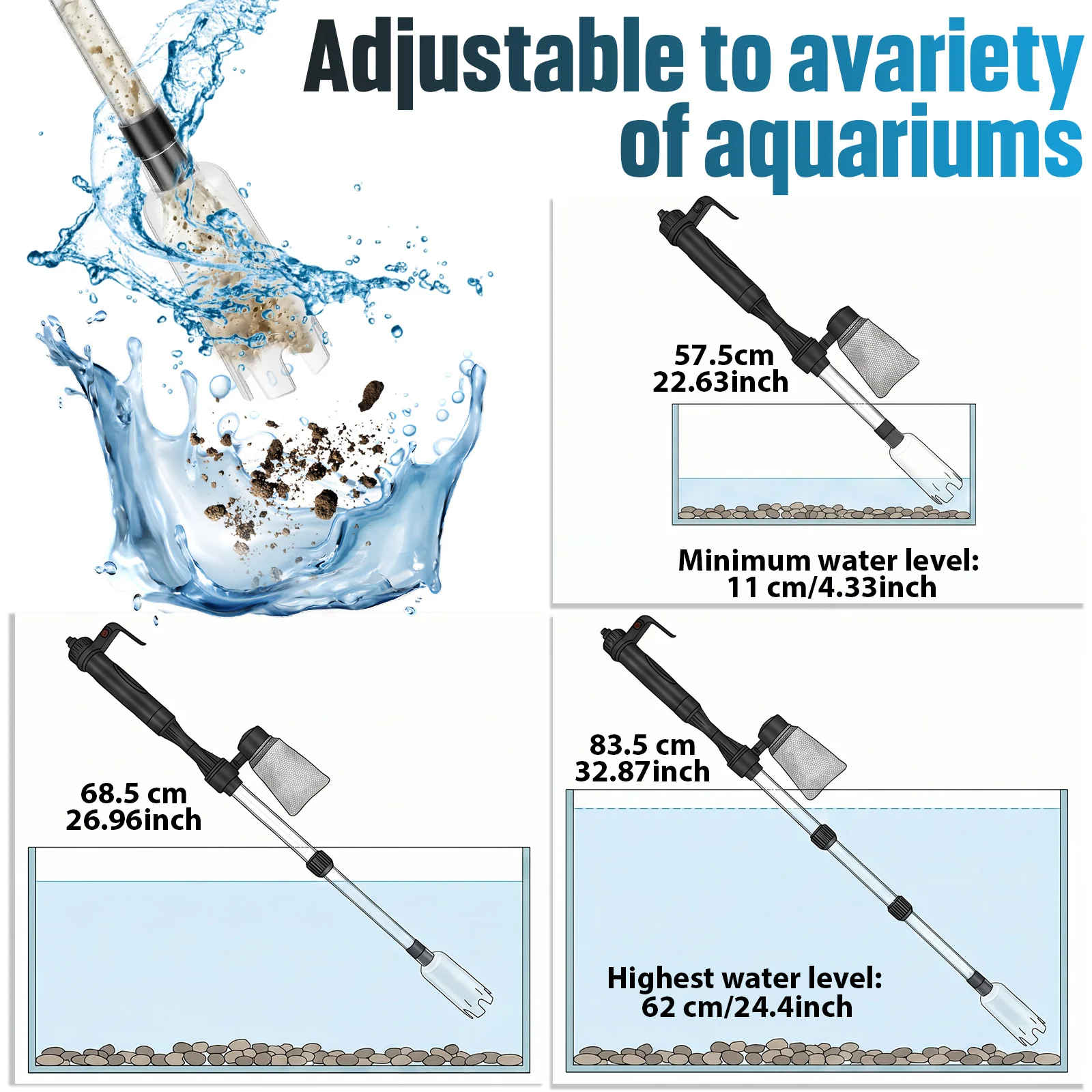 منظف حوض السمك بالشفط 3 في 1 م - مراجعة Marine Aquarium Vacuum وسعره