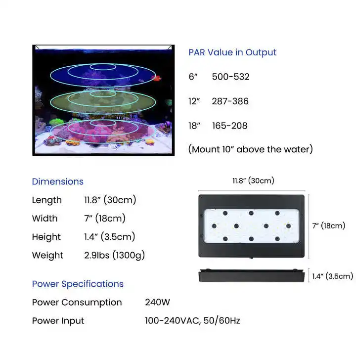 مصباح A8Pro Max/Blue بقوة 240  - مراجعة Aquarium Blue Marine وسعره